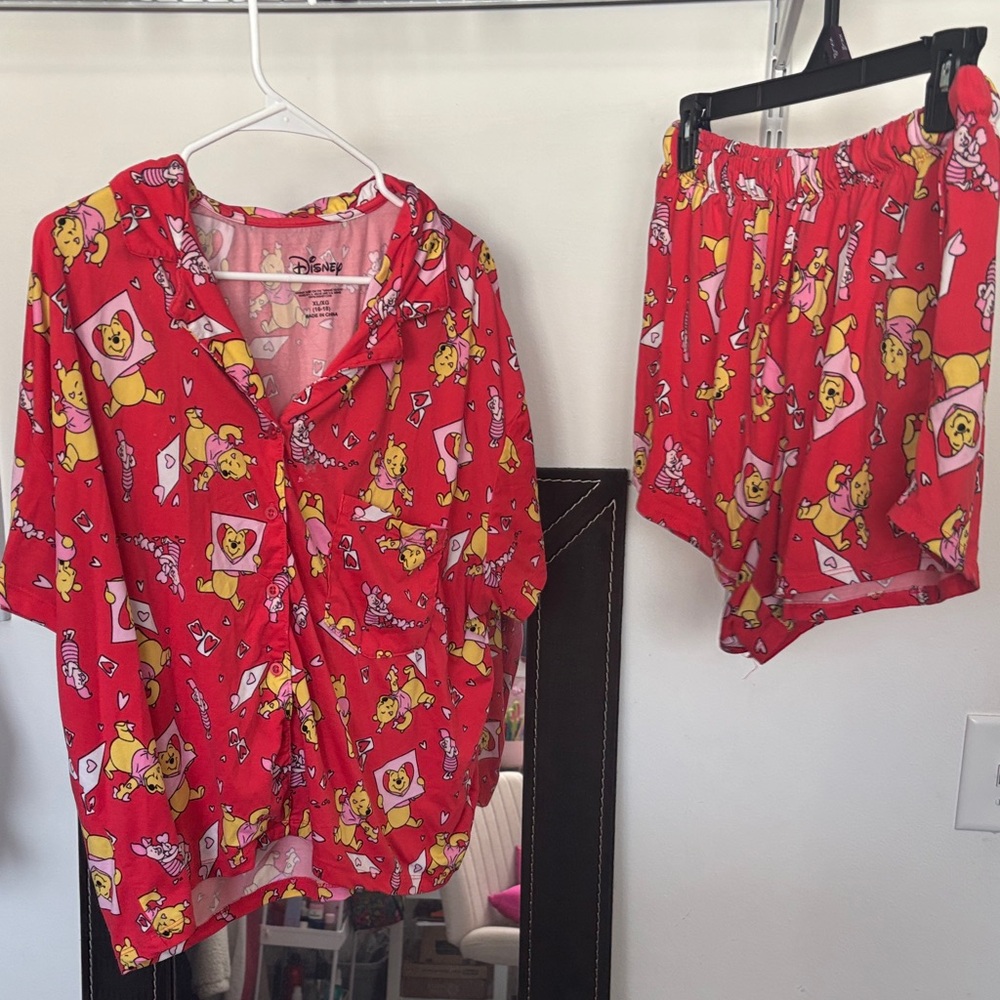 Disney Women's Red and Yellow Character Pajama Set